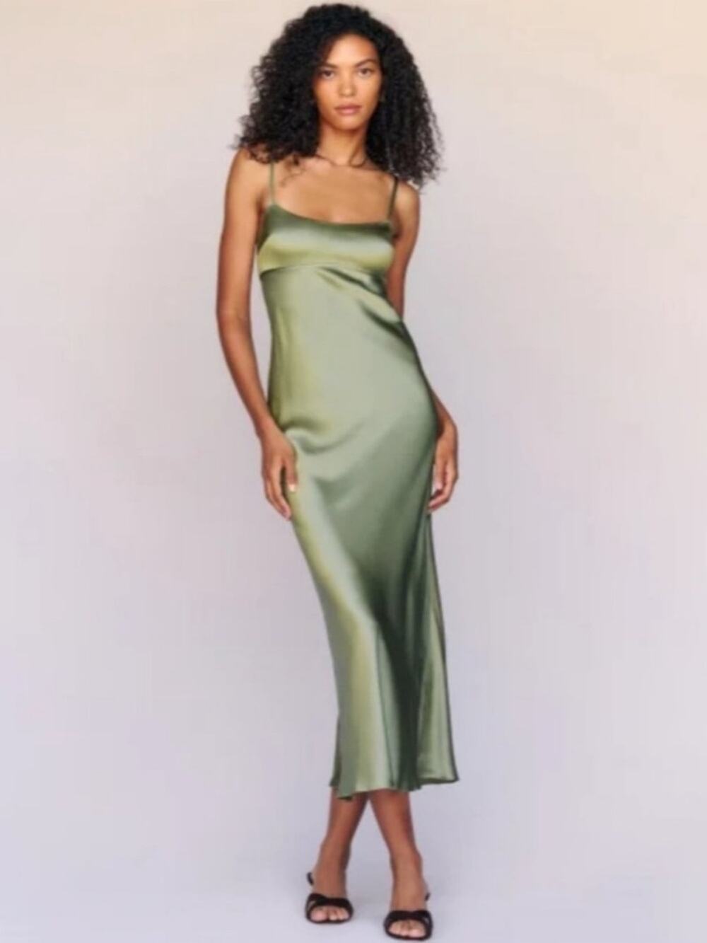 Reformation Kailyn Silk Dress in Artichoke 12